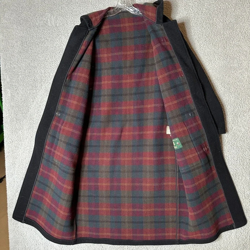 Vintage Orvis Womens M Duffle‎ Coat Wool Cashmere Plaid Lined Toggle England - Picture 6 of 16